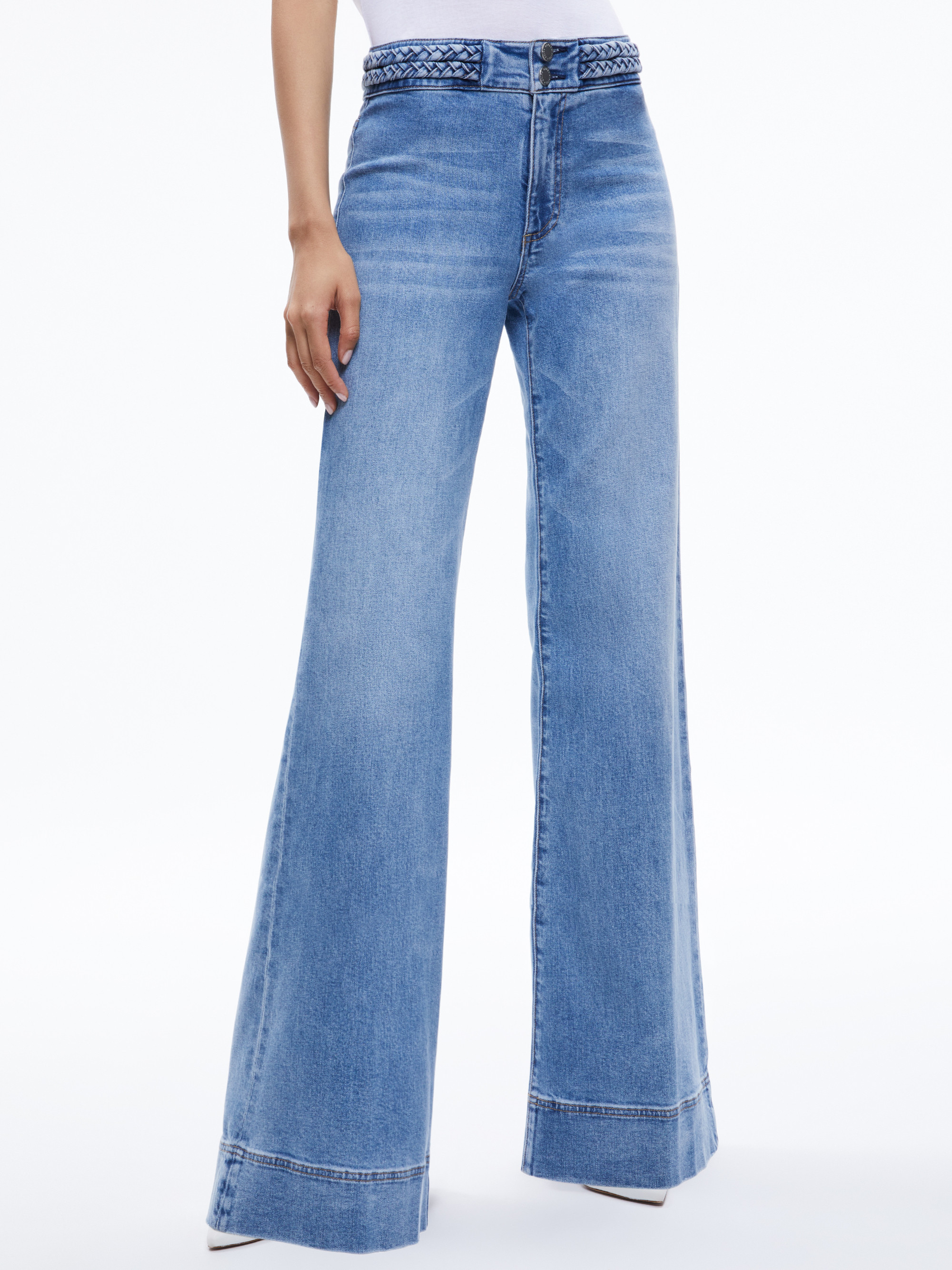 MISSY BRAIDED WAISTBAND JEAN | Alice + Olivia