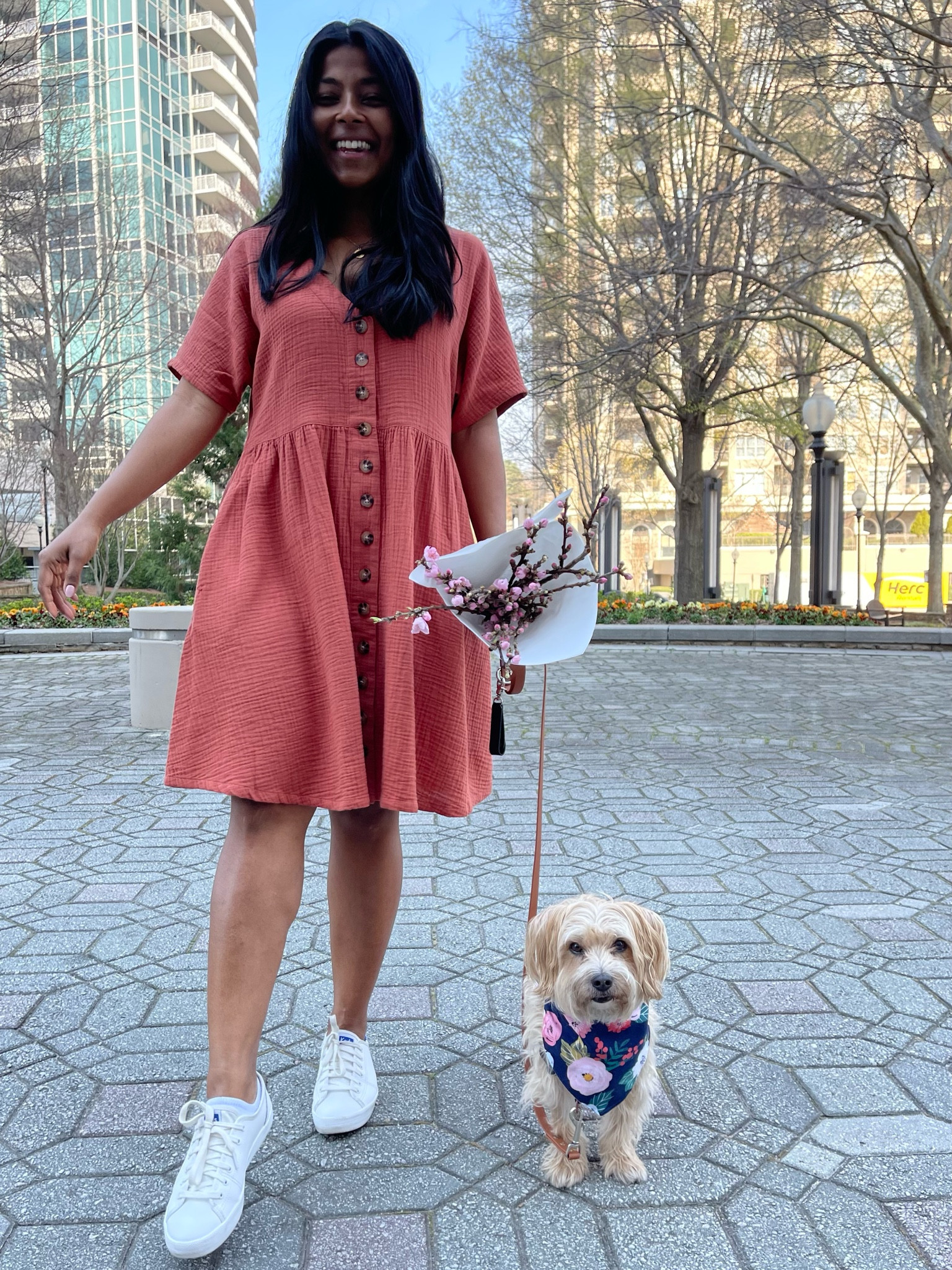 madewell red dress Eyelet  Mae Amor loop closure Side Petite Poplin Smocked Maxi Dress