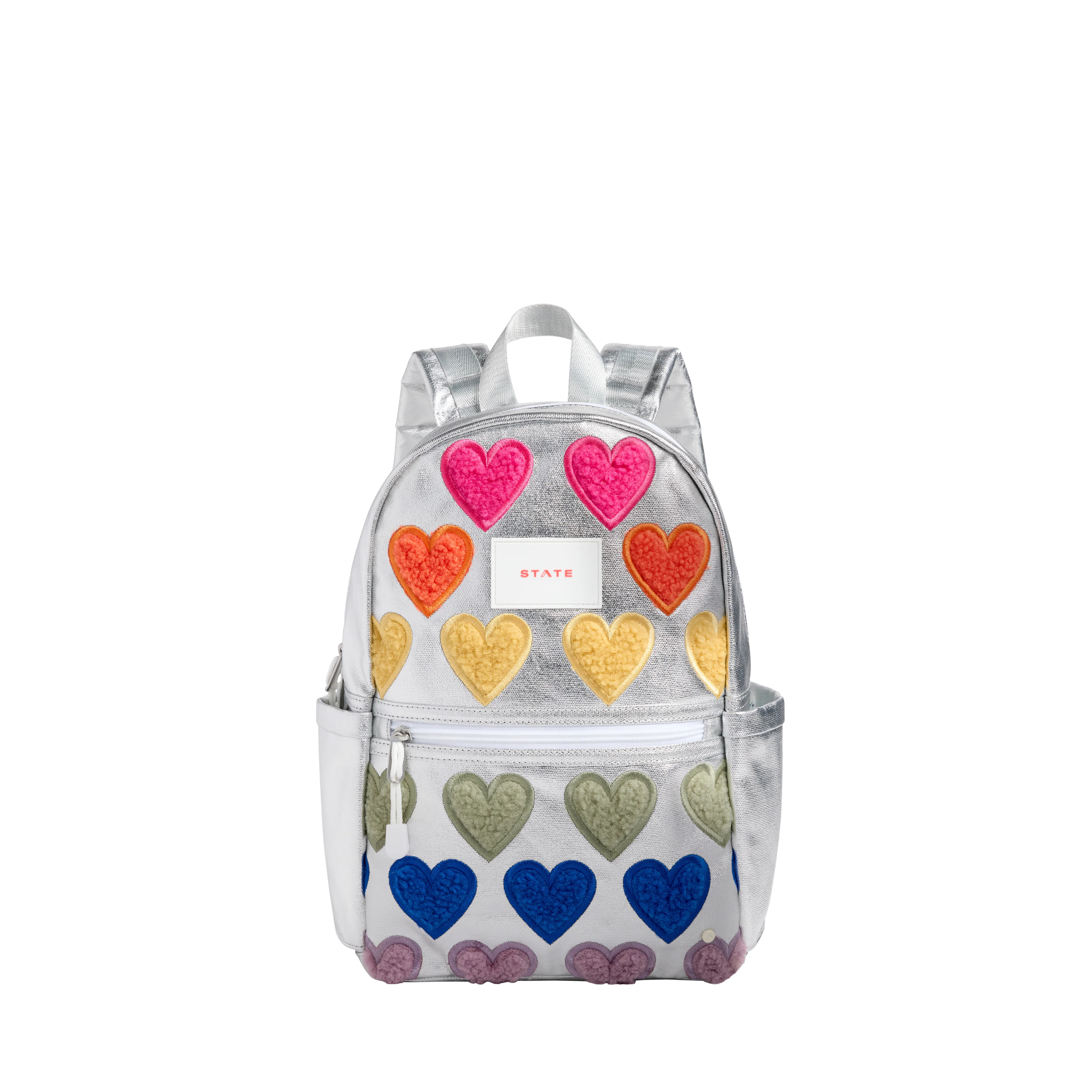 STATE Bags | Kane Mini Backpack Metallic Fuzzy Hearts | Back to School Backpack | Travel Backpack | STATE Bags