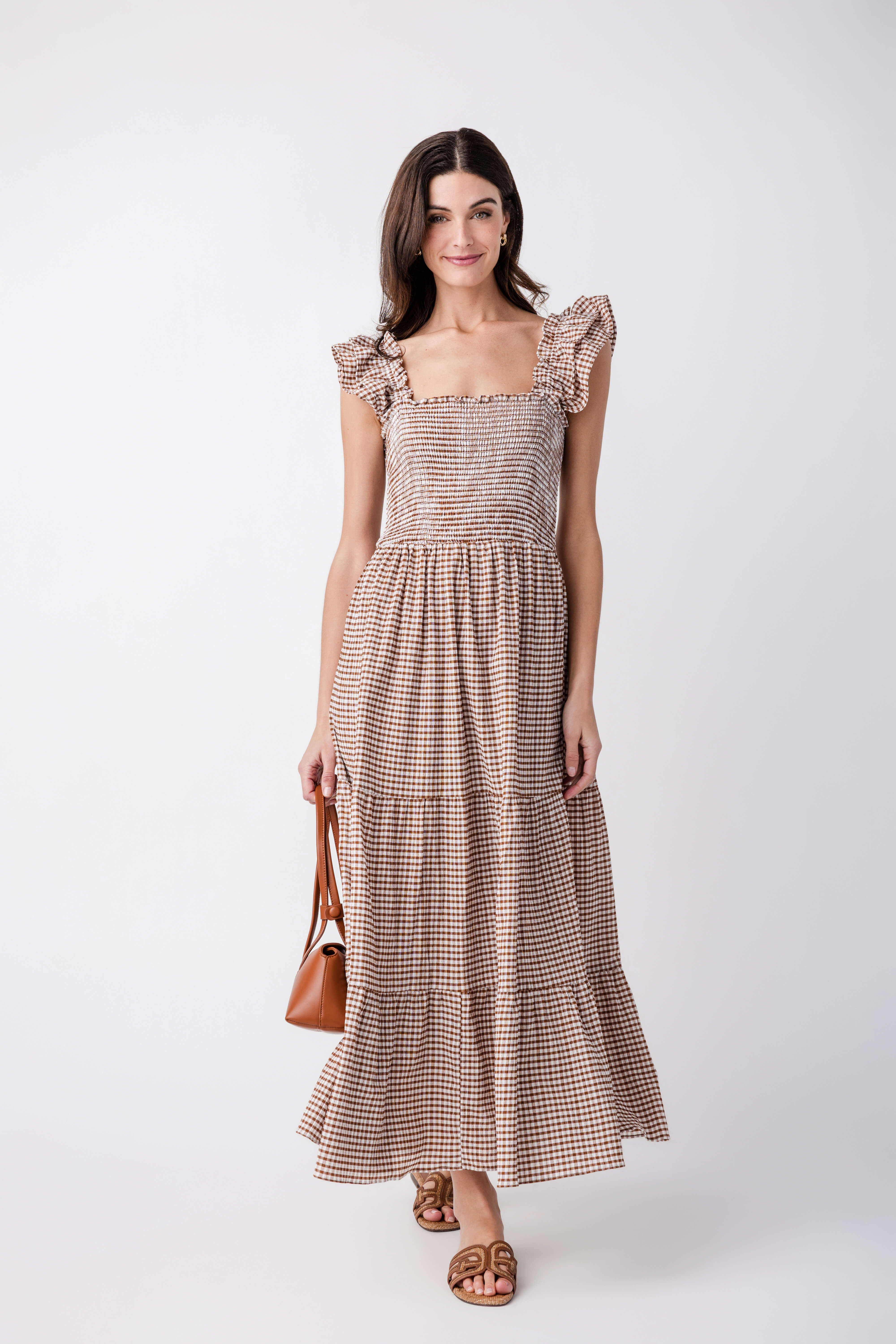 Promesa Gingham Smocked Ruffle Maxi Dress | Social Threads