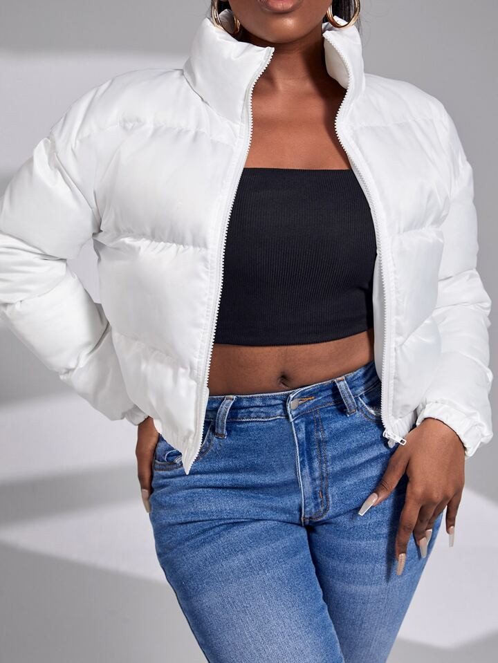 SHEIN Slayr Zipper Up Funnel Collar Winter Coat | SHEIN