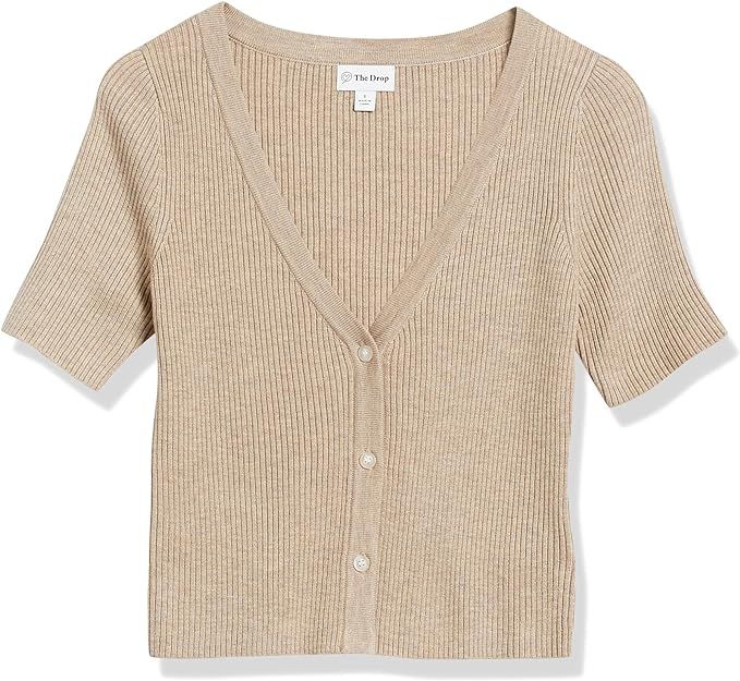 The Drop Women's Akira Cropped Ribbed V-neck Cardigan Sweater | Amazon (US)