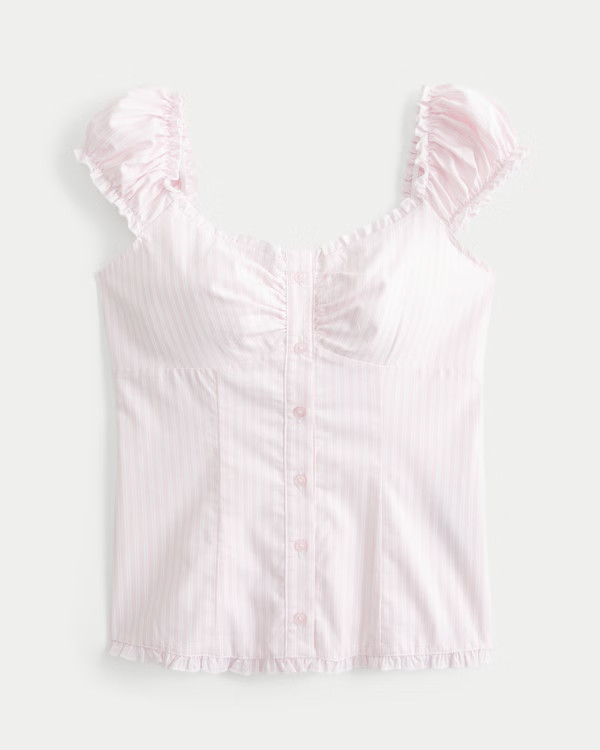 On/Off-the-Shoulder Poplin Blouse | Hollister (US)