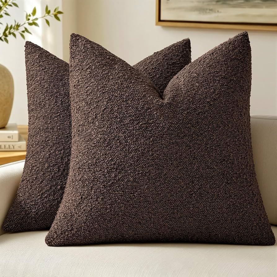 MIULEE 18x18 Decorative Boucle Couch Pillow Covers Cocoa Brown | Amazon (US)