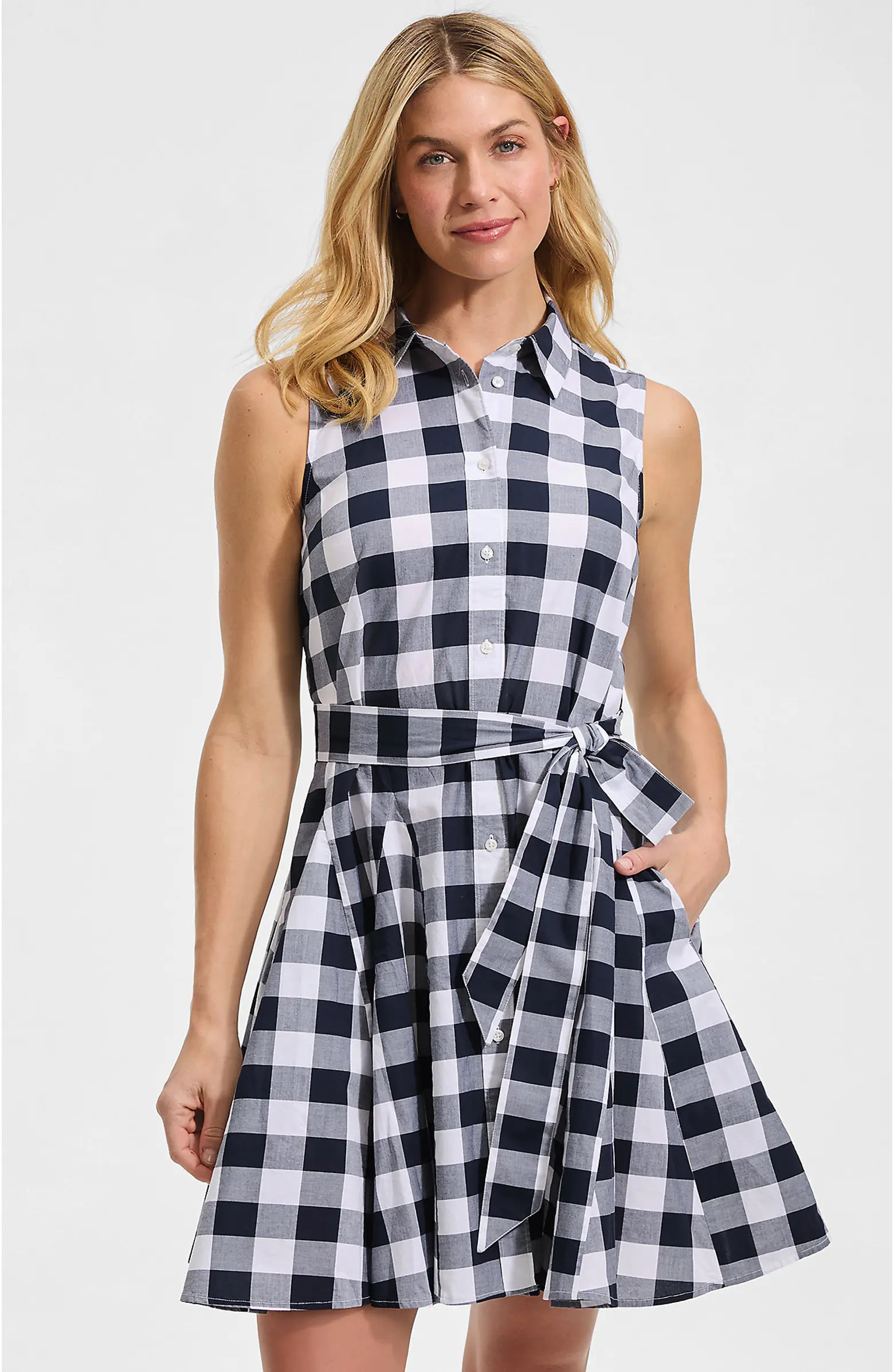Lands' End Poplin Button Front Dress with Godets | Nordstrom | Nordstrom