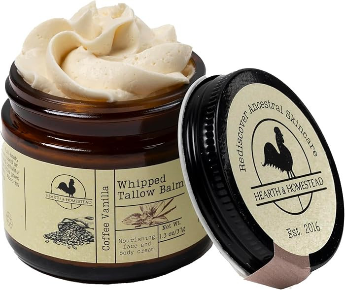 Hearth and Homestead: Handmade Whipped Tallow Balm (Coffee Vanilla) - Organic Body Butter with In... | Amazon (US)