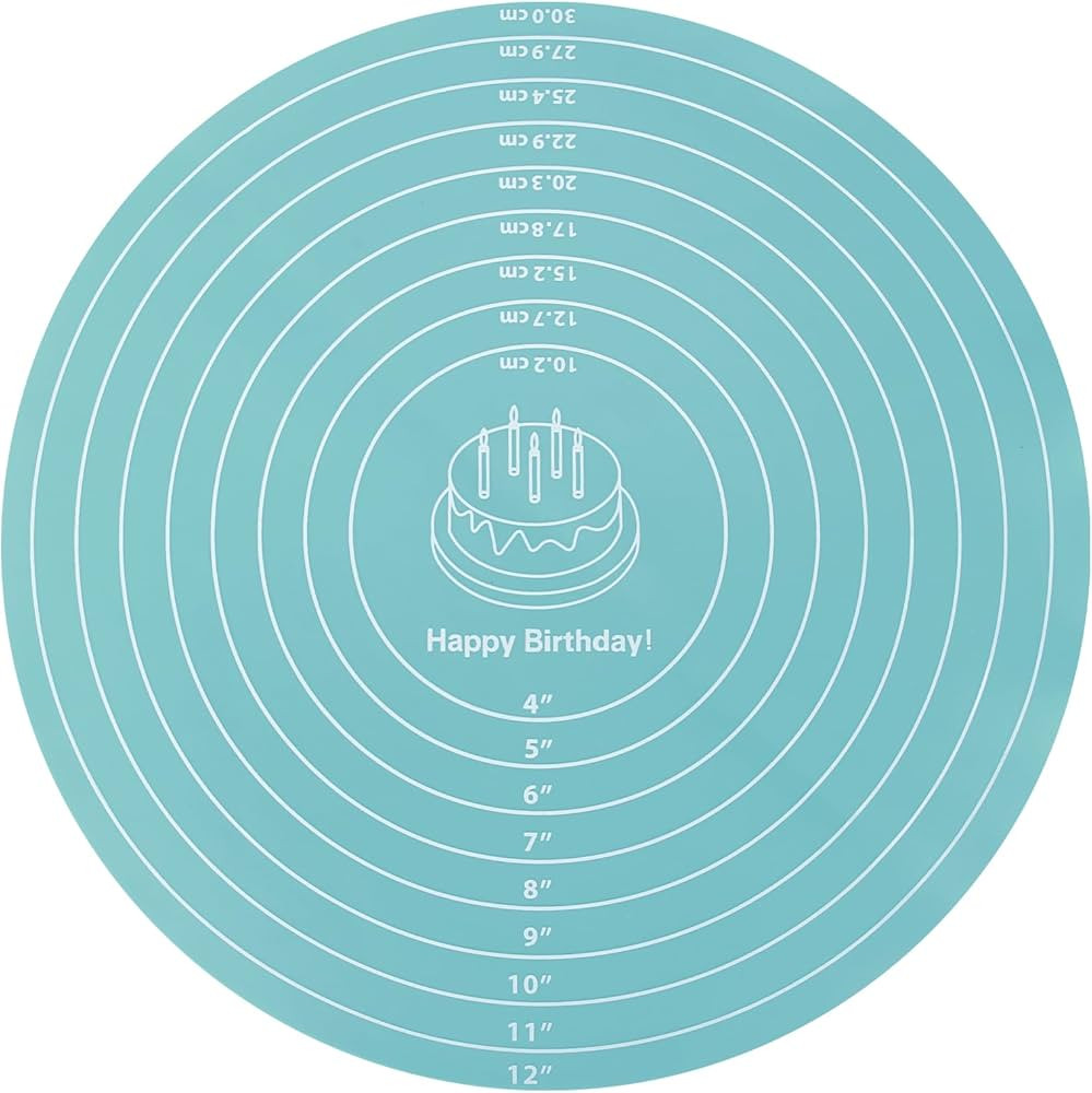 Silicone Baking Mat Cake Mat Round Silicone Baking Mat with Measurements for Cake Turntable Stand... | Amazon (US)