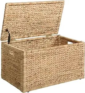 eHemco Heavy-duty Water Hyacinth Wicker Storage Trunk with Metal Frame, 30 by 17.5 by 17.5 Inches... | Amazon (US)