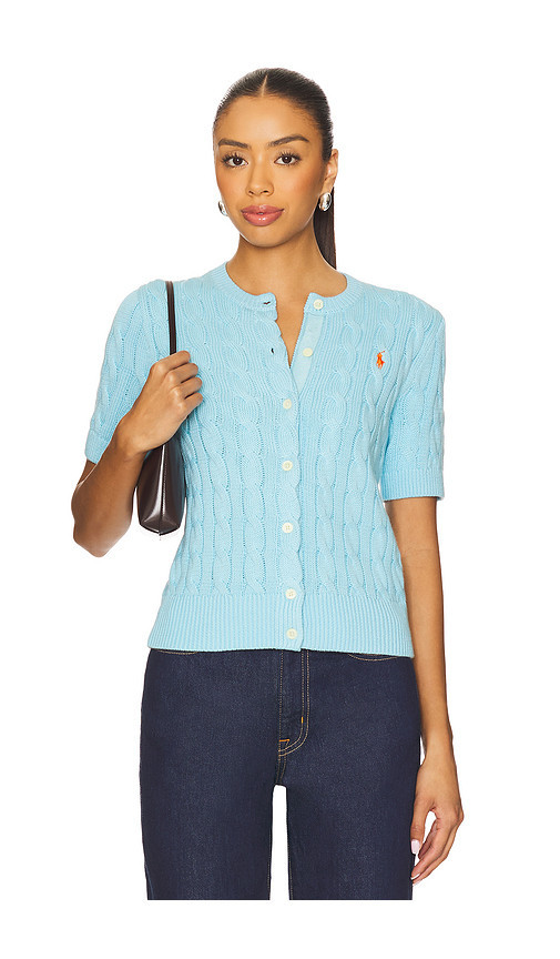 Polo Ralph Lauren Cable Knit Cotton Short Sleeve Cardigan in Blue. Size XL. Also in L. | Revolve Clothing (Global)