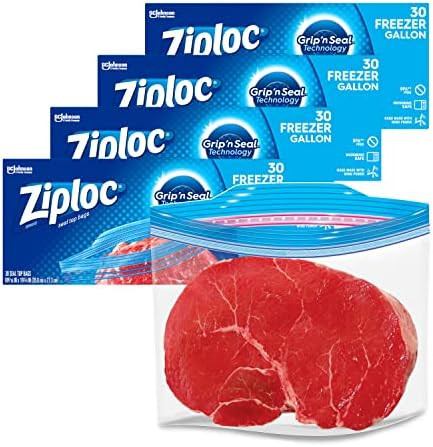 Ziploc Gallon Food Storage Freezer Bags, Grip 'n Seal Technology for Easier Grip, Open, and Close, 3 | Amazon (US)