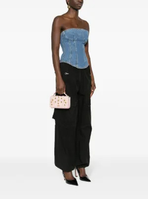 Moschino Floral stud-detailing Shoulder Bag | Pink | FARFETCH | Farfetch Global