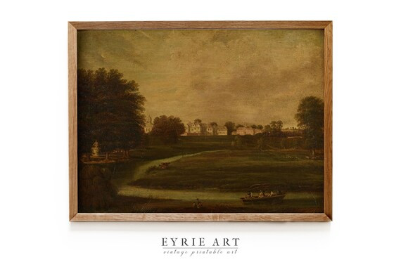 English Cottage Print Country Landscape Painting Vintage | Etsy | Etsy (US)