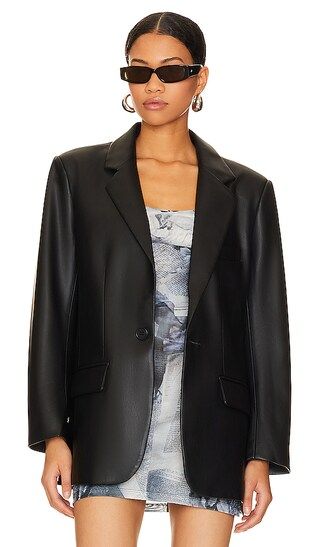 Imaan Faux Leather Blazer in Black | Revolve Clothing (Global)