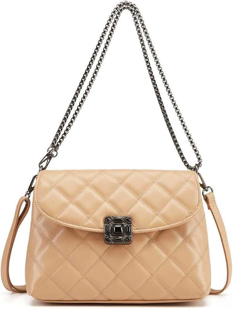 Duomier Small Crossbody Bag for Women Quilted Purse Fashion Female Faux Leather 25 | Amazon (US)