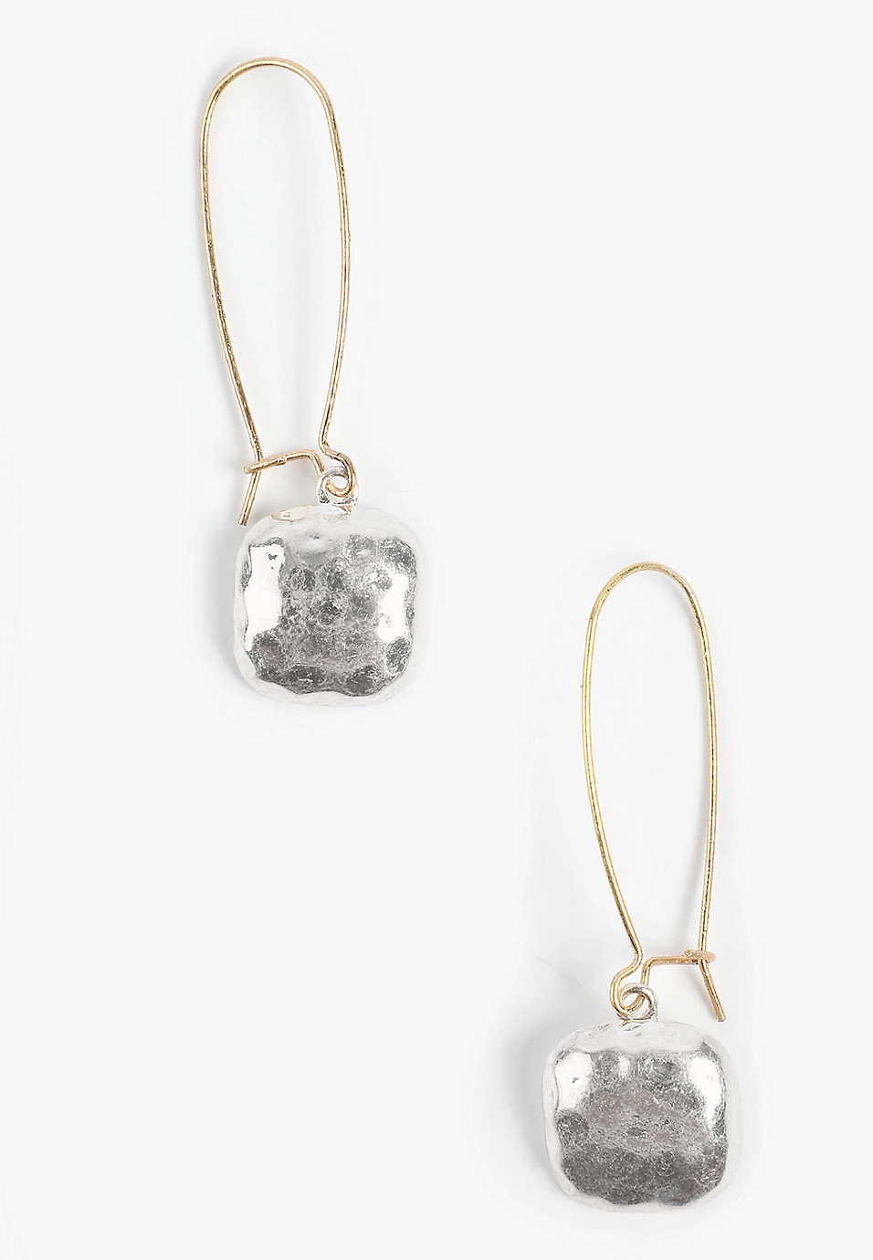 Mixed Metal Hammered Drop Earrings | Maurices