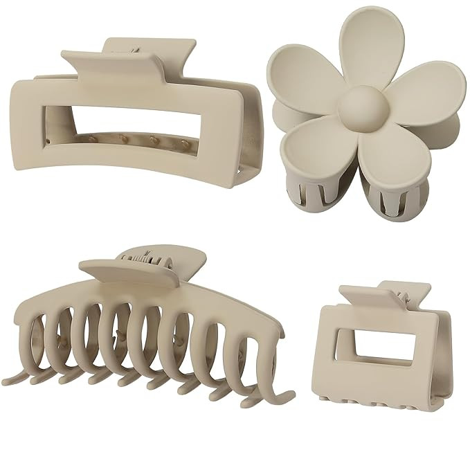 4 Pack Flower Banana Hair Claws - Large and Small Rectangular Clips for Women Girls, Suitable for... | Amazon (US)