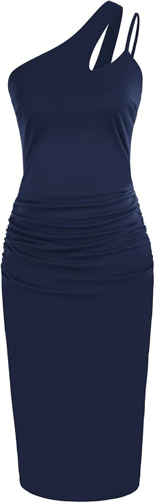 GRACE KARIN Women's One Shoulder Cutout Ruched Bodycon Dress Sleeveless Cocktail Party Wedding Dr... | Amazon (US)