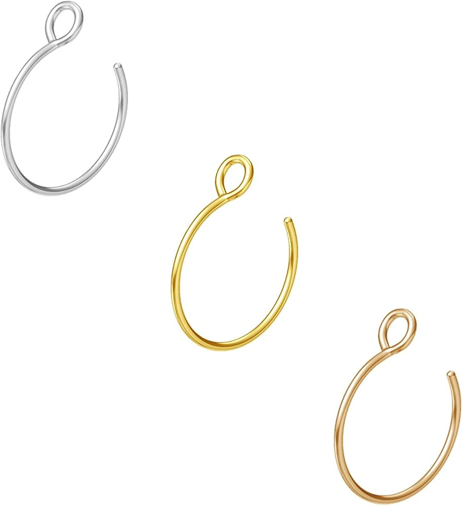 NZDLM Fake Nose Ring Hoop Nose Rings Set Nose Piercing Lip Nose Rings Jewelry for Women Men Girl | Amazon (US)