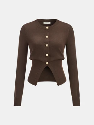 Metal Button Knit Cardigan | Commense