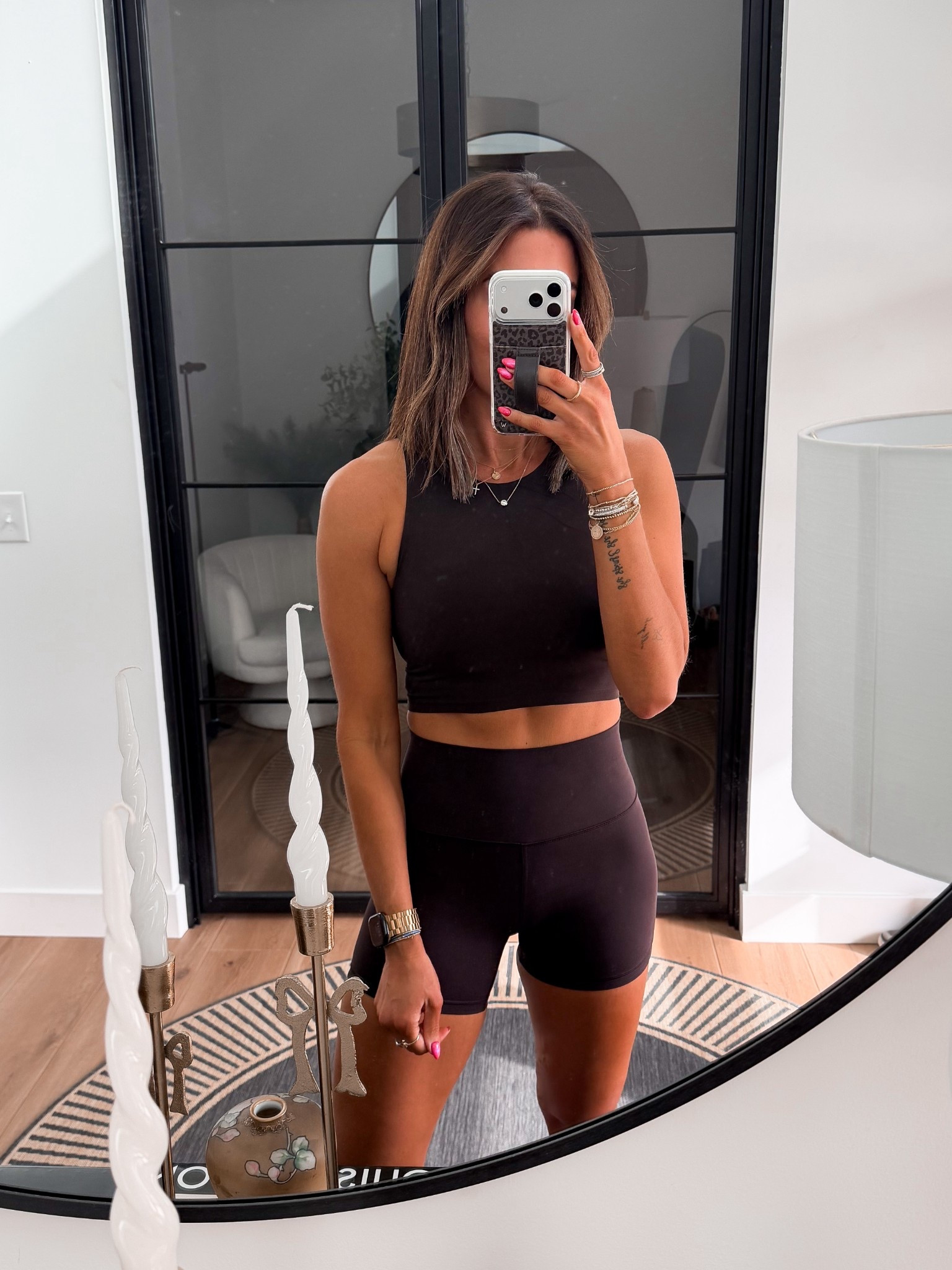 Top with built in bra-small
Biker shorts-smalll

#LTKActive #LTKfitnessgoals #LTKootd