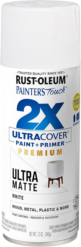 Rust-Oleum 331181 Painter's Touch 2X Ultra Cover Spray Paint, 12 oz, Ultra Matte White | Amazon (US)