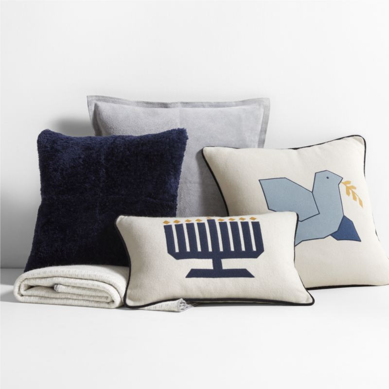 Deep Indigo Hanukkah Throw Pillow Arrangement | Crate & Barrel | Crate & Barrel