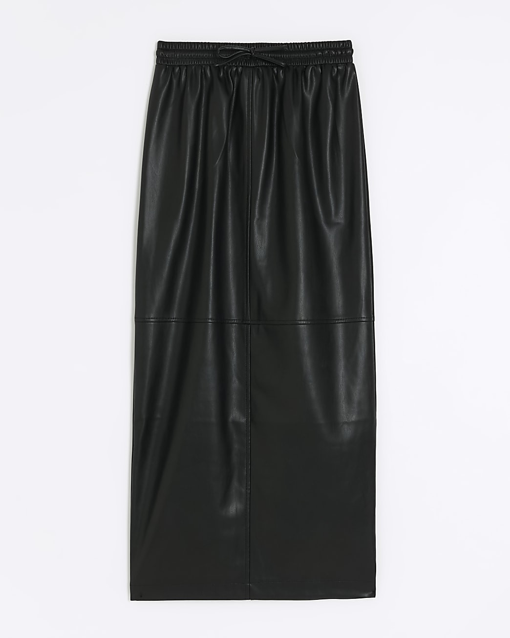 Black faux leather elasticated maxi skirt | River Island (UK & IE)