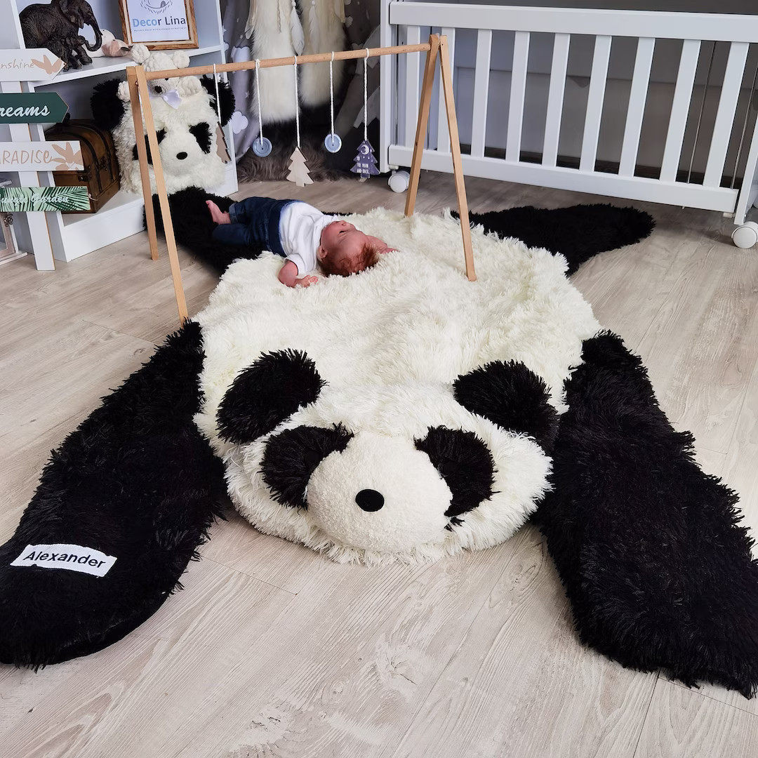 Personalized Panda Nursery Rug, Cute Animal Decor, Pictured Rug: 58" X 48" - Etsy | Etsy (US)