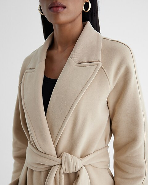 Belted Sweatshirt Trench Coat | Express
