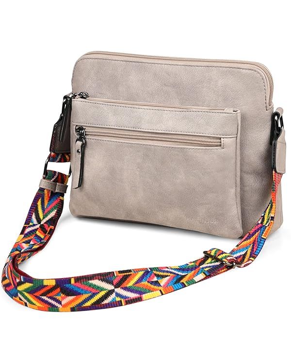 MASINTOR Womens Crossbody Handbags, Soft Leather Purses For Women Crossbody Bag, Triple Zip Sling... | Amazon (US)