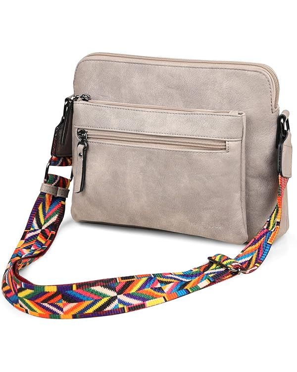 MASINTOR Womens Crossbody Handbags, Soft Leather Purses For Women Crossbody Bag, Triple Zip Sling... | Amazon (US)