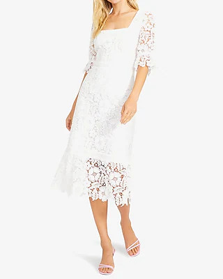 BB Dakota Square Neck Lace Midi Dress | Express