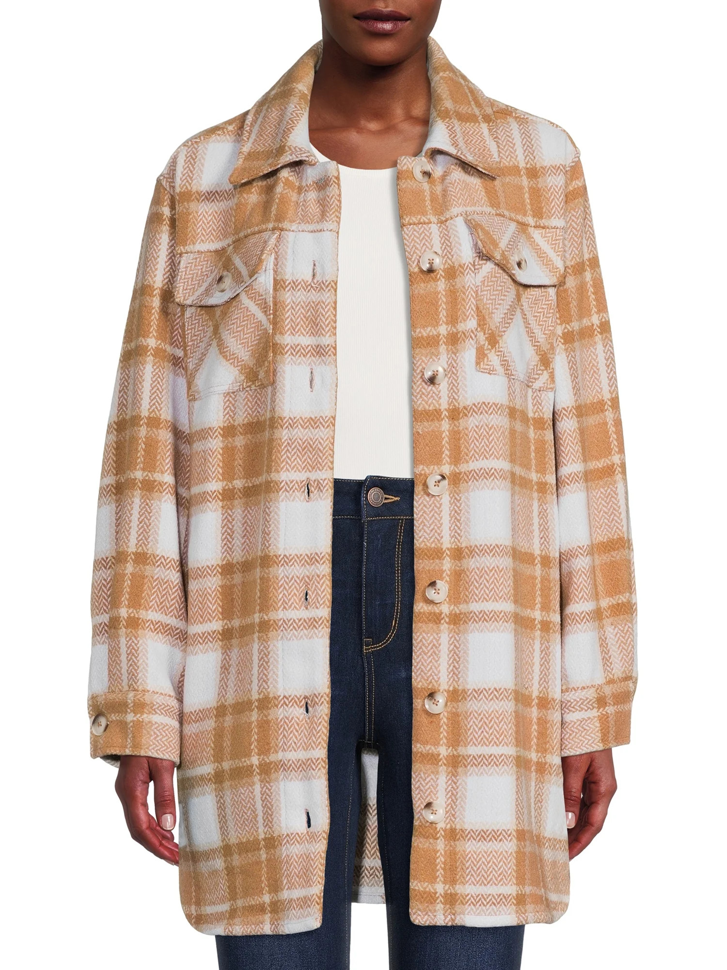 Time and Tru Women’s Belted Shacket Coat | Walmart (US)