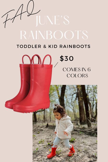 June’s rain boots ☔️Great price and they came in six colors! 

Kids boots, toddler style, rain boots  

#LTKshoecrush #LTKfindsunder50 #LTKkids
