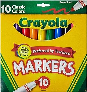 Crayola Classic Broad Line Markers, Art Supplies, Back to School Supplies, 10 Ct | Walmart (US)