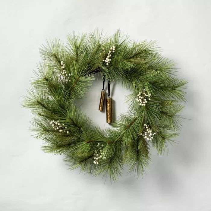 24" Faux White Berry Pine Wreath with Bell - Hearth & Hand™ with Magnolia | Target