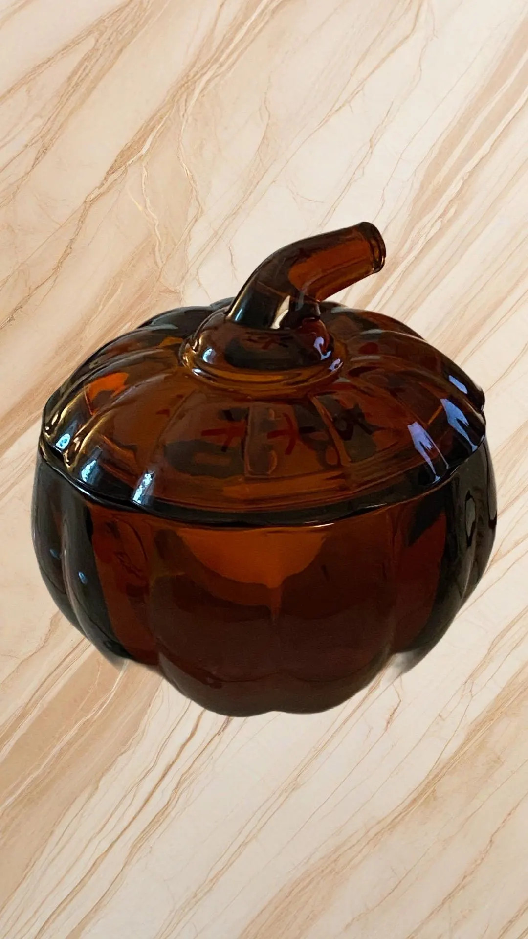 Fall Vintage Amber Glass Pumpkin Jar With Lid – Fall Decor; Approximately 4” Across and 4” ... | Etsy (US)