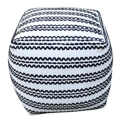 Natural With Black Fabric Pouf , 16x16x16, 200lb Capacity, Cotton Fabric, Fully Assembled, Spot Clean Only, Filled Beads And Pouf, 16x16x16 Square, 20 | Wayfair North America