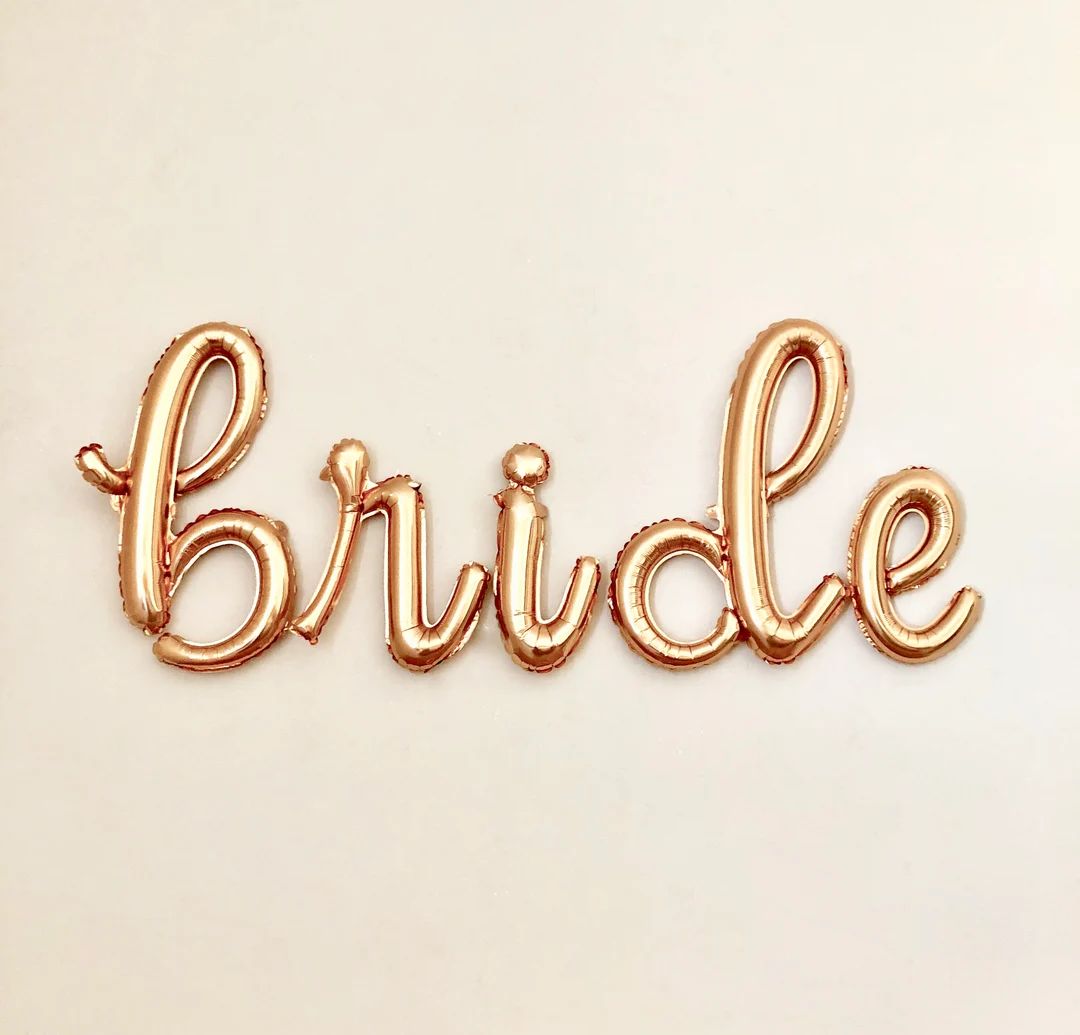 Bride Gold Script Letter Balloonsbridal Shower Decorbridal Bannerbride Gold Bannerengagement Part... | Etsy (US)