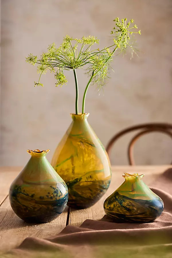 Green Swirl Glass Vase | Anthropologie (US)