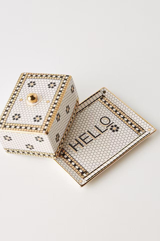 Bistro Tile Hello Butter Dish | Anthropologie (US)