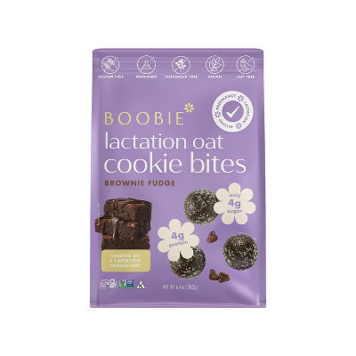 Boobie Organic Gluten Free Vegan Lactation Cookie Bites Brownie Ready to Eat - Fudge Brownie - 6.4oz | Target