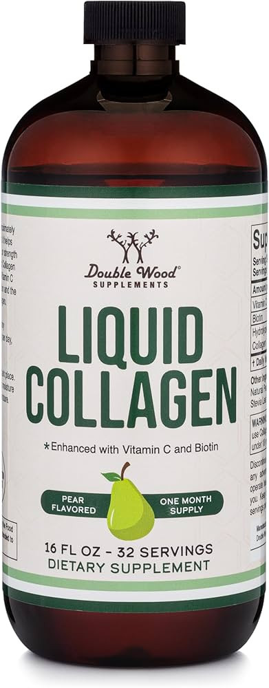 Double Wood Supplements Premium Liquid Collagen - 2500mg of Hydrolyzed Bovine Collagen (Type 1, 3... | Amazon (US)