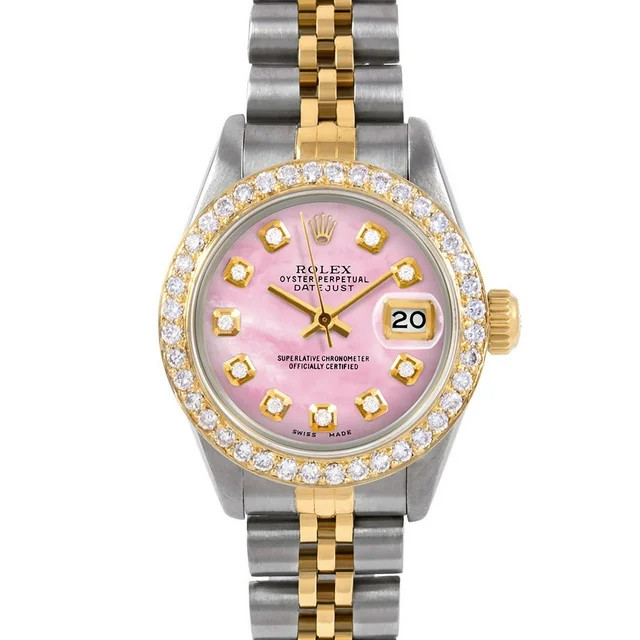 Pre-Owned Rolex 6917 Ladies 26mm Datejust Wristwatch Pink Mother of Pearl Diamond (3 Year Warrant... | Walmart (US)