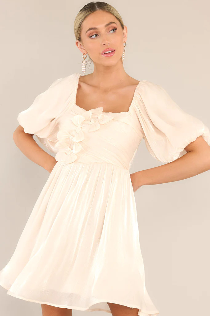 Glimpse Of Time Pearl Ivory Mini Dress | Red Dress