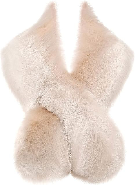 BABEYOND Women's Faux Fur Shawl Party Faux Fur Collar Fur Wraps for Winter Bridal Wedding Cover U... | Amazon (US)