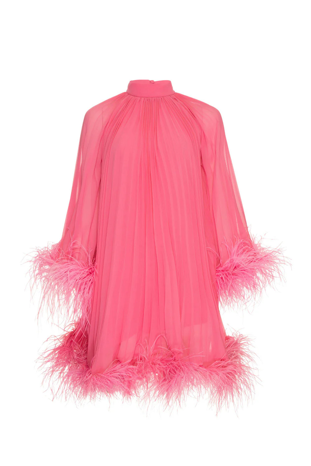 Pleated Feather Trim Mini Dress (ONLINE EXCLUSIVE) | PatBO