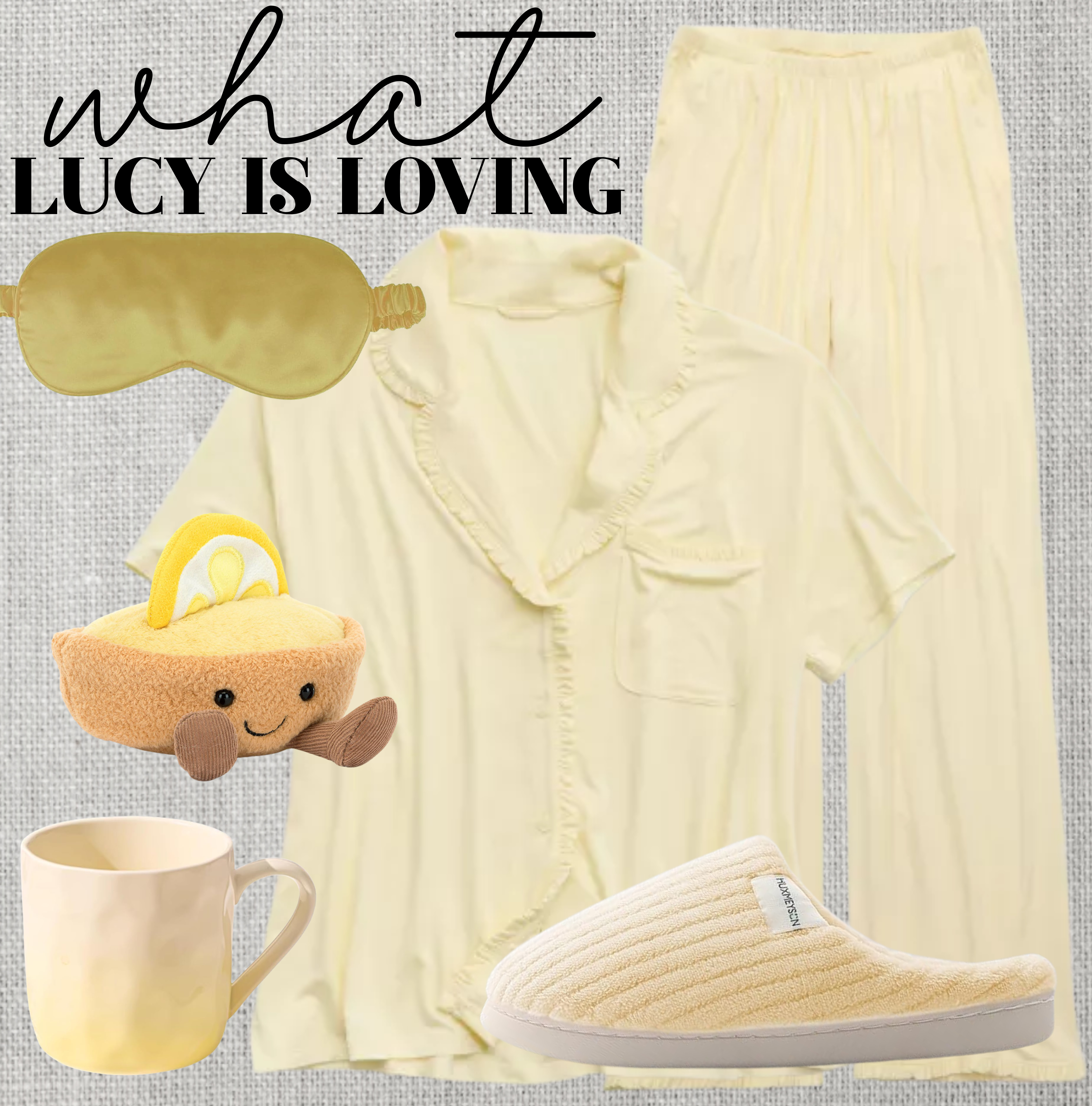 I have been OBSESSED with butter yellow, so this is such a good butter yellow inspired outfit!!!!  These pajamas are the softest material ever!!! 

 