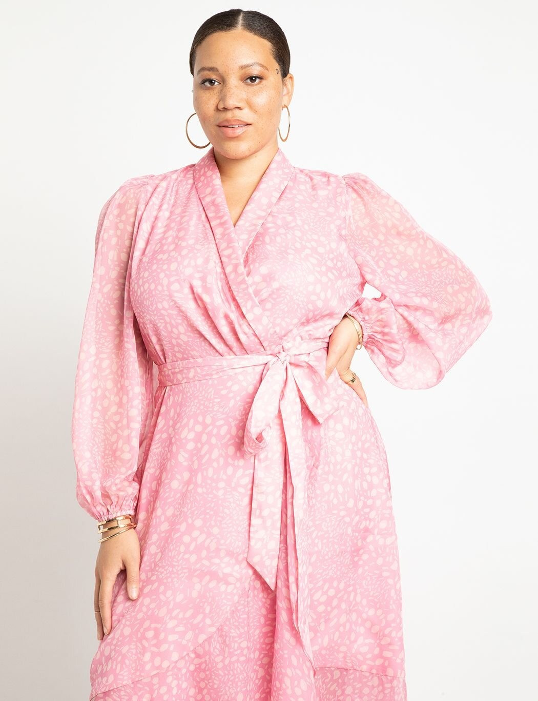 Sheer High-Low Wrap Dress | Women's Plus Size Dresses | ELOQUII | Eloquii