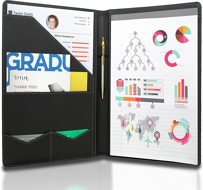 STYLIO Padfolio/Resume Portfolio Folder - Interview/Legal Document Organizer & Business Card Hold... | Amazon (US)